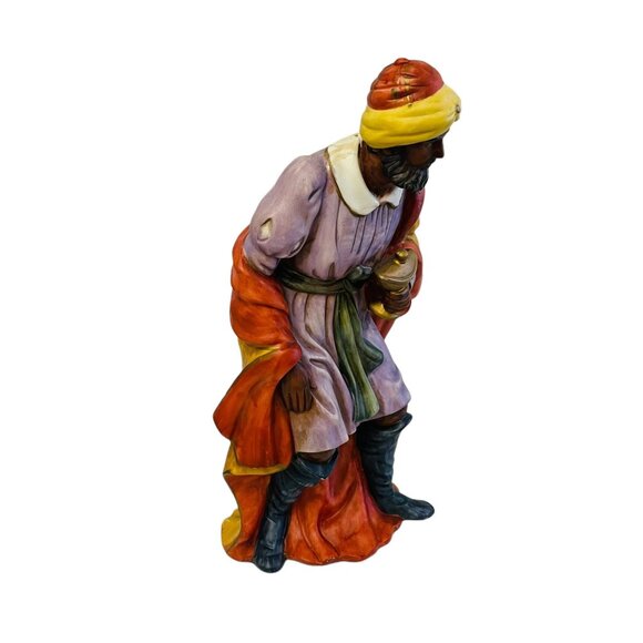 Hand-Painted Ceramic Wise Man Figurine Holding Incense Yellow Red Purple - Picture 13 of 16